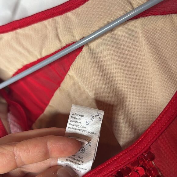 Weissman Red Sequin Long Sleeve Romper. Style #14172 “Love You Like A Love Song” - Picture 8 of 9